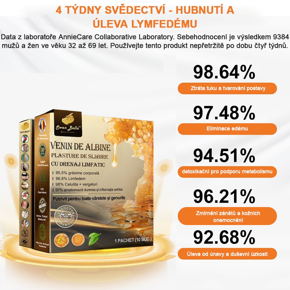 🐝Lymfodrenážní zeštíhlující náplast Swan Bella™ se včelím jedem 🔥 70% sleva po omezenou dobu 🔥 (Vhodné pro všechny věkové kategorie).