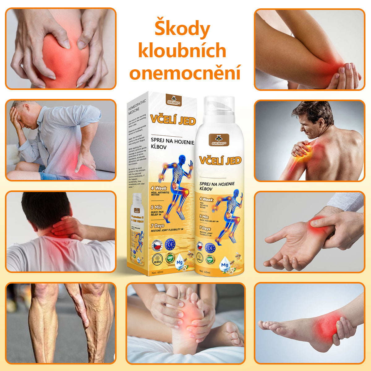 🔥💫Ourlyard™ Hořčíkový olej a včelí jed na hojení kloubů ve spreji👨⚕️Cure bolesti kloubů za pouhé 4 týdny, bez zpětného efektu🔥🔥