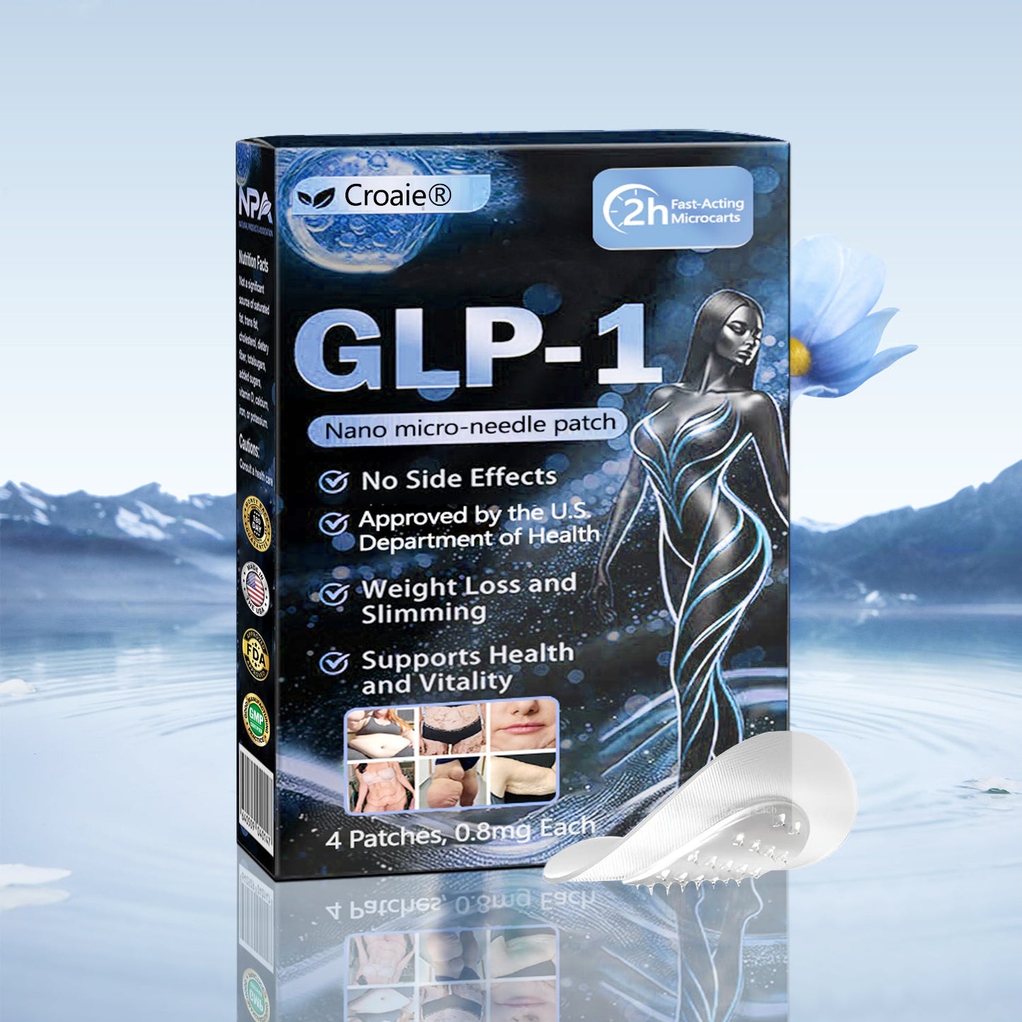 Croaie® Nano Microneedle Patch with SMGT-GLP-1 & Matrixyl 3000 – Slimming,👨⚕️👨⚕️ Skin Tightening, Blood Sugar Support, No Injection, 7-Day Result