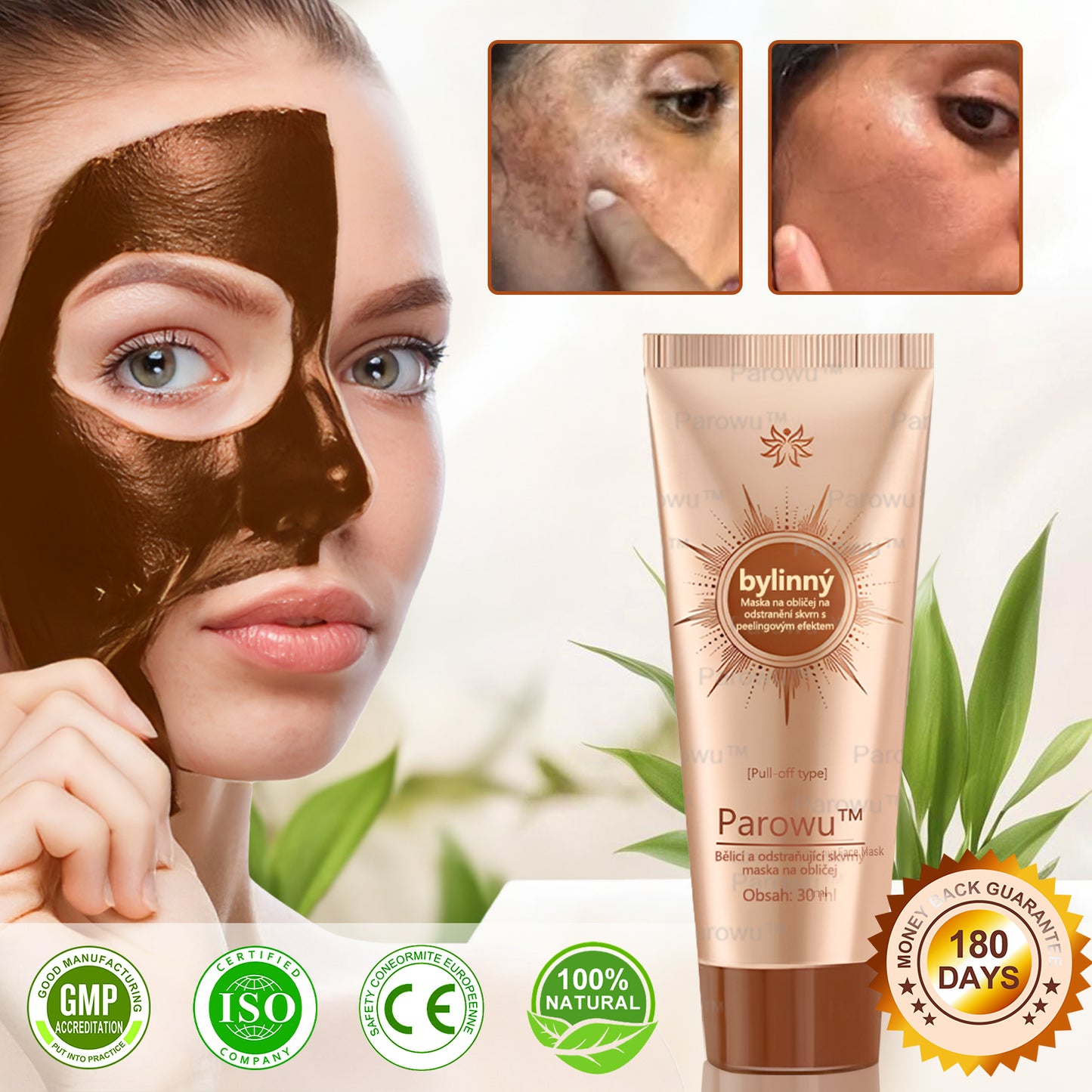 🧡Rowpin® bělící a skvrny odstraňující pleťová maska Vhodná na obličej i tělo - 👩⚕️ Přírodní složky trvale odstraňují stařecké skvrny, pihy, sluneční a jaterní skvrny.💥