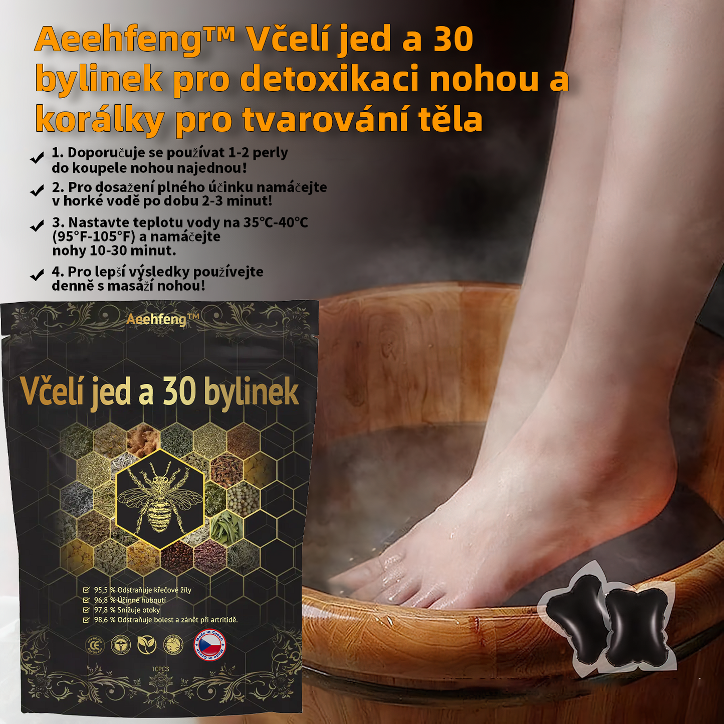 🔥💫 Poslední den na získání slevy 70 %: Aeehfeng® Včelí jed a 30 bylinek pro detoxikaci nohou a korálky pro tvarování těla - ✨Doporučeno Evropskou lymfatickou asociací (ELF) ✨🧀
