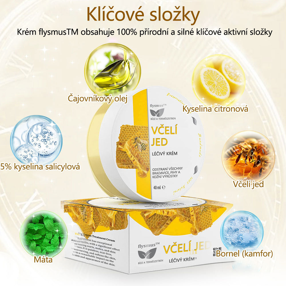 ✅Flysmus™ krém na ošetření včelím jedem🐝: 💥💥Léčba ekzémů, akné, stařeckých skvrn, křečových žil, prasklin na kůži, plísňových infekcí, bradavic.💥💥✅