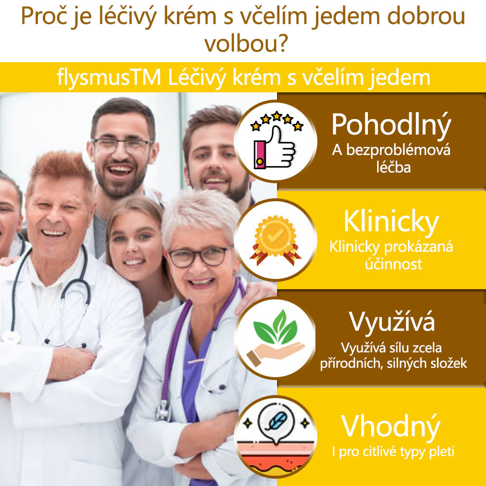 ✅Flysmus™ krém na ošetření včelím jedem🐝: 💥💥Léčba ekzémů, akné, stařeckých skvrn, křečových žil, prasklin na kůži, plísňových infekcí, bradavic.💥💥✅