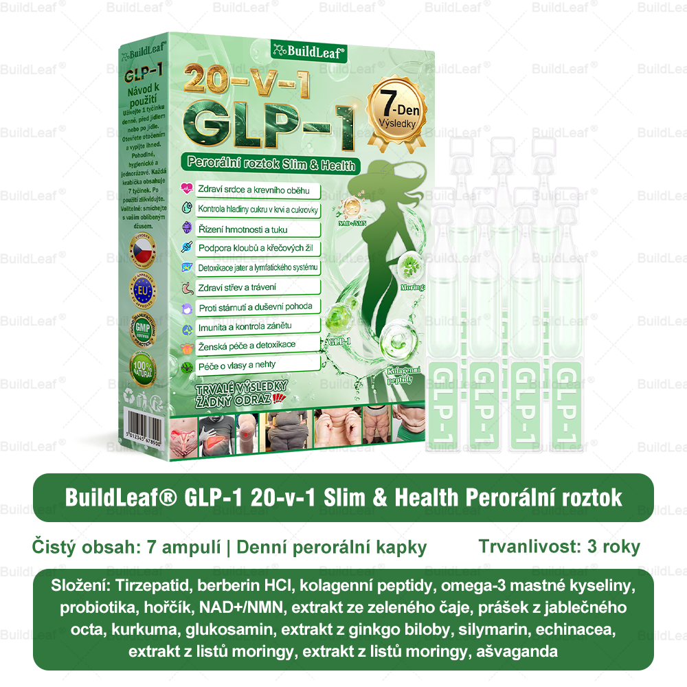 Oficiální obchod | BuildLeaf® GLP-1 20-v-1 Slim & Zdraví orální roztok 💧 (1× denně, výsledky za 7 dní). Obsahuje 100 mld. CFU probiotik ✅ Podporuje hubnutí, zdraví srdce ❤️, trávení i energii.