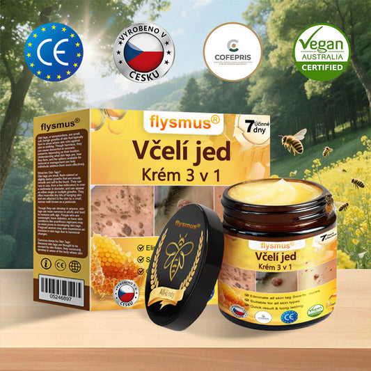 ✅flysmus® Silný krém se včelím jedem - Doporučeno dermatologickými odborníky. Účinný proti bradavicím, boulím, lézím, infekcím a jizvám.