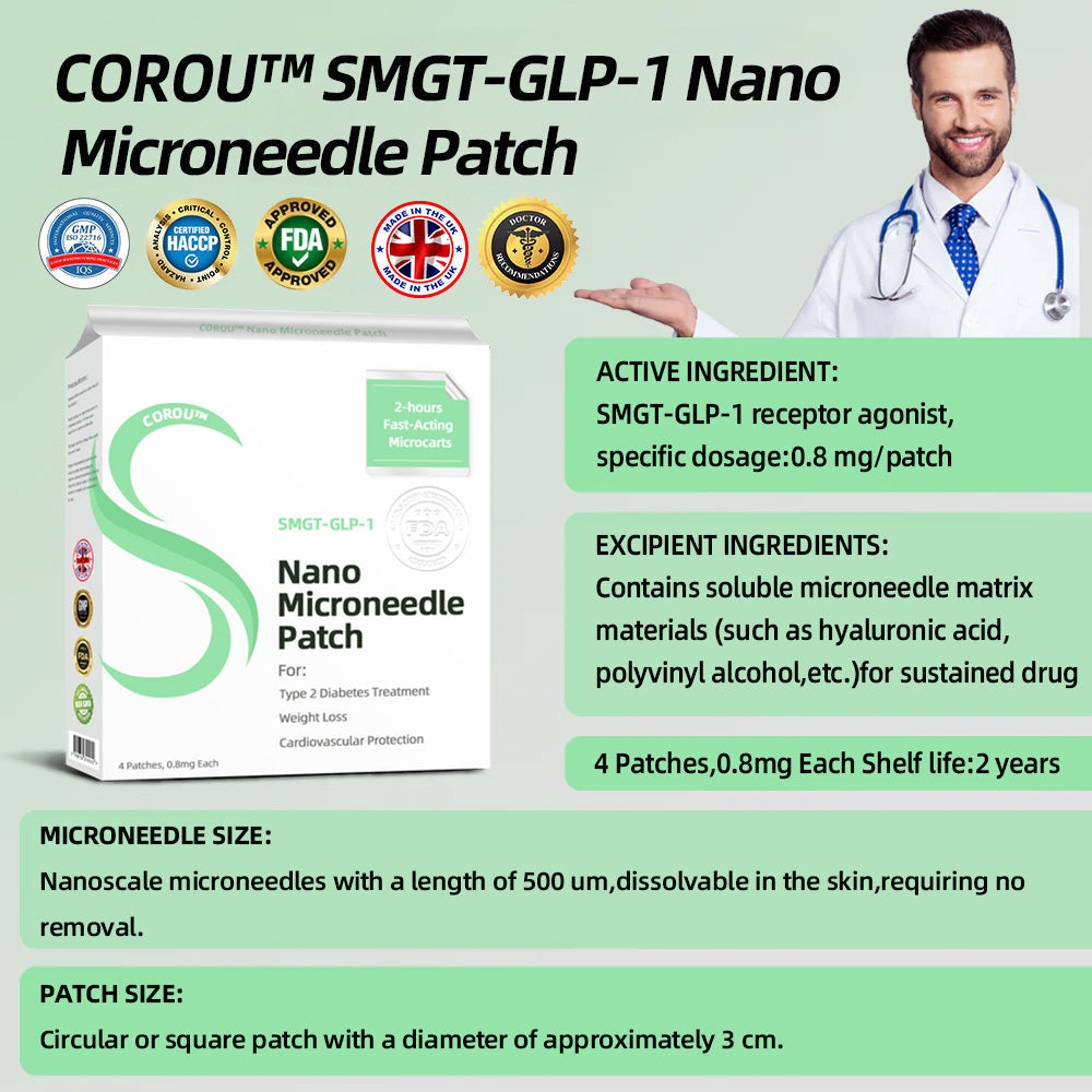 ⭐⭐7denní výsledky⭐⭐COROU™ SMGT-GLP-1 Nano Microneedle Patch💥（Bezbolestná, dlouhodobá, řešící diabetes, obezitu a kardiovaskulární onemocnění）💥💥