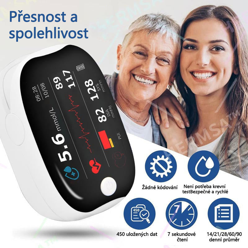【OFFICIÁLNÍ OBCHOD】HERMSA Vysoce přesný multifunkční neinvazivní zdravotnický přístroj (pro monitorování hladiny cukru v krvi, kyslíku v krvi a krevního tlaku) [99,9% přesnost].🌿
