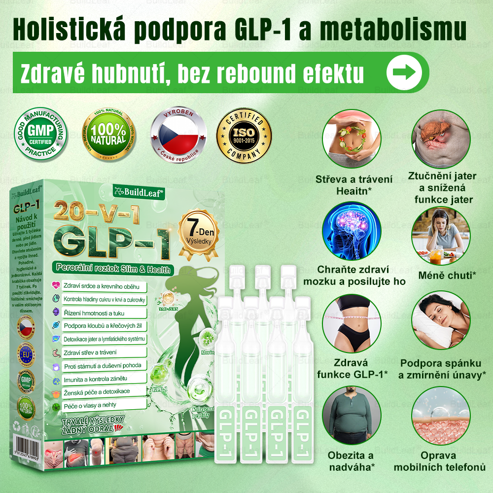Oficiální obchod | BuildLeaf® GLP-1 20-v-1 Slim & Zdraví orální roztok 💧 (1× denně, výsledky za 7 dní). Obsahuje 100 mld. CFU probiotik ✅ Podporuje hubnutí, zdraví srdce ❤️, trávení i energii.
