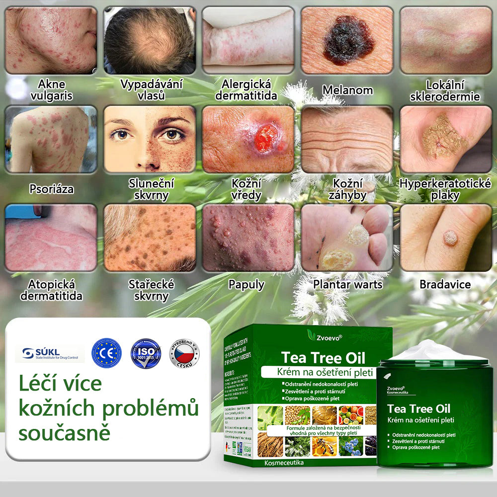 🌱 Zvoevo® Čajovníkový olej Krém pro péči o pleť – Odstraňuje nedokonalosti pleti, regeneruje poškozenou pokožku, rozjasňuje a působí proti stárnutí pleti.🔥🔥